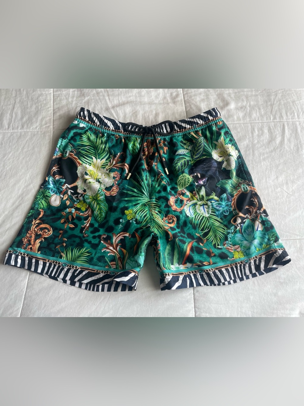 Hotel Franks By Camilla Sing My Song Mens Jungle Swim Trunks Medium Panther - Picture 3 of 13